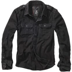 Brandit Vintage Shirt Langarm Schwarz