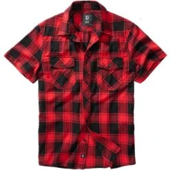 Brandit Checkshirt Kurzarm Rot-schwarz