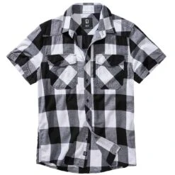 Brandit Checkshirt Kurzarm Weiß-schwarz
