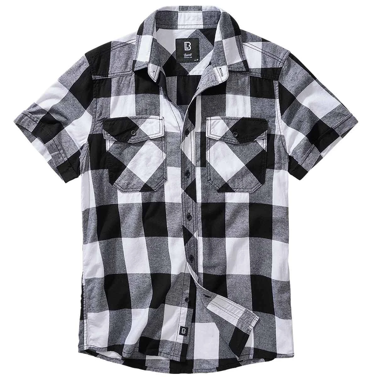 Brandit Checkshirt Kurzarm Weiß-schwarz 3 Brandit Checkshirt Kurzarm Weiß-schwarz