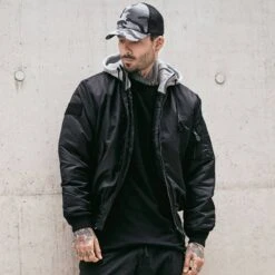 Brandit MA1 Jacke Sweat Hooded Schwarz/grau -Angebote Outdoor Kleid Store ma1 jacke sweat hooded schwarz grau3